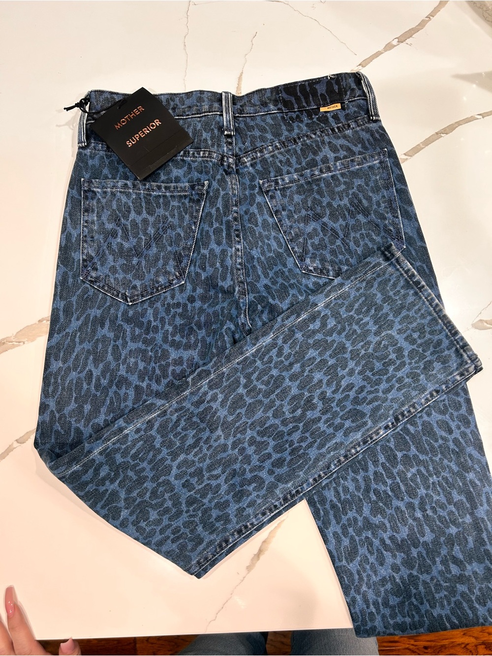 MOTHER Superior Blue Leopard-Print Jeans